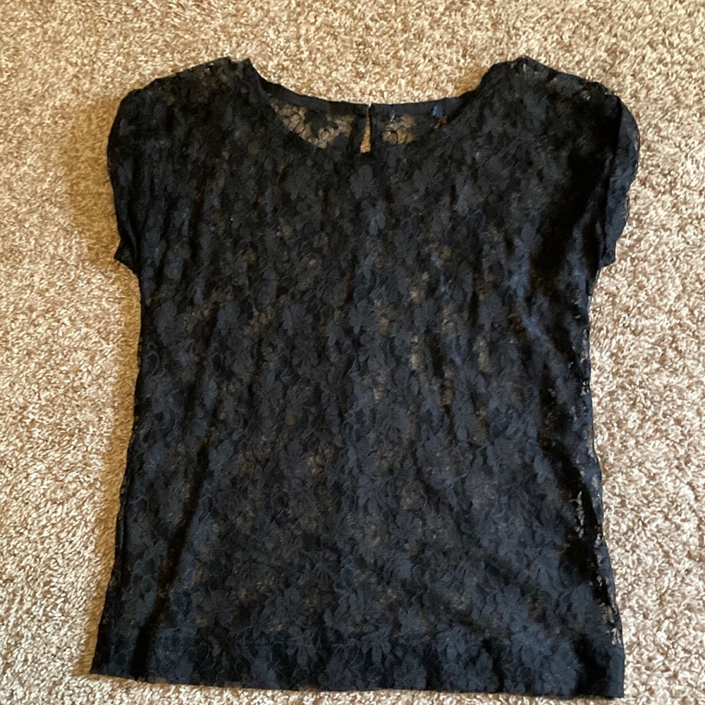 Cute black floral lace top